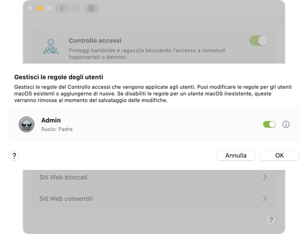 gestire le regole del Controllo accessi