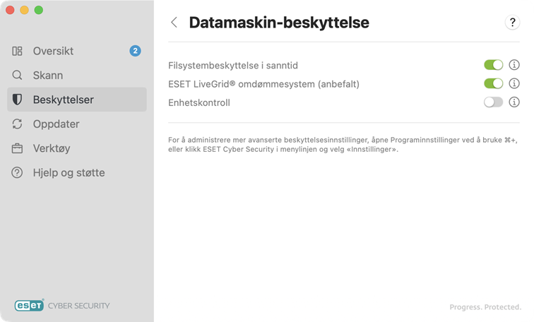 Alternativer for beskyttelse av datamaskinen + oppdateringer
