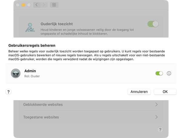 regels voor ouderlijk toezicht beheren