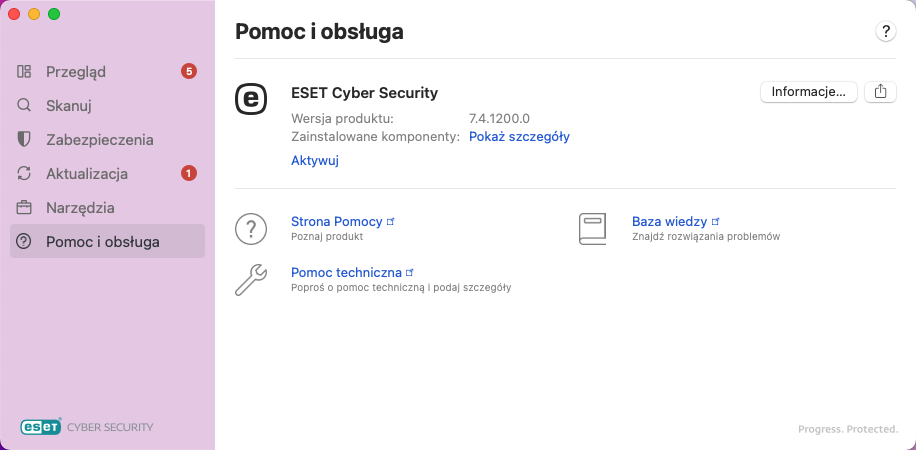 Informacje dotyczące pomocy i obsługi