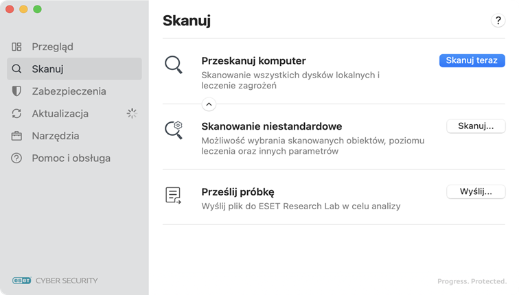 ESET Cyber Security Opcje skanowania