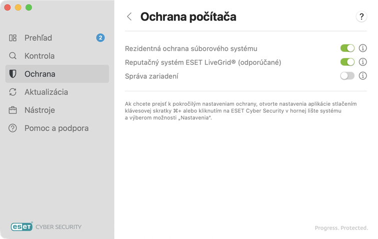 Ochrana počítača + možnosti aktualizácie