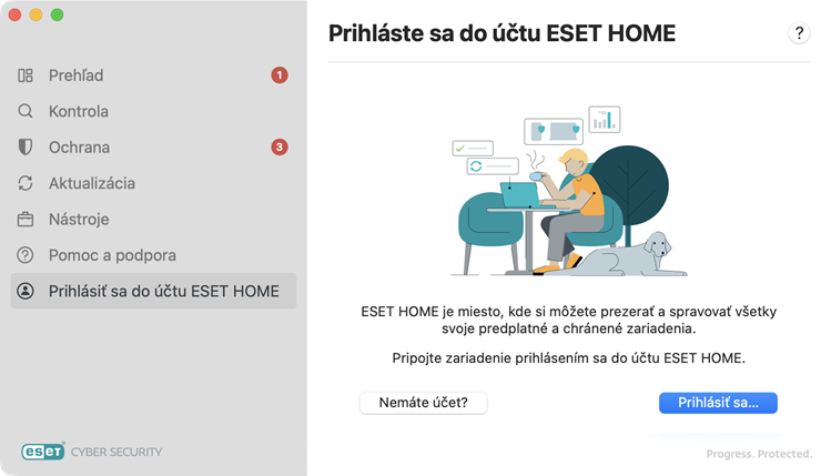 Prihlásenie do&nbsp;účtu ESET HOME