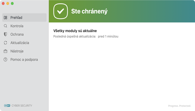 Stav ochrany v&nbsp;programe ESET Cyber Security