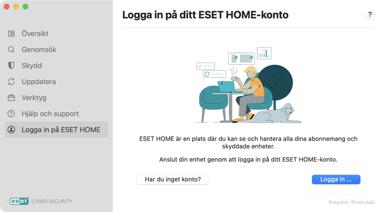 Inloggning på ESET HOME