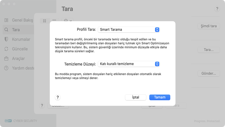 ESET Cyber Security tarama profili