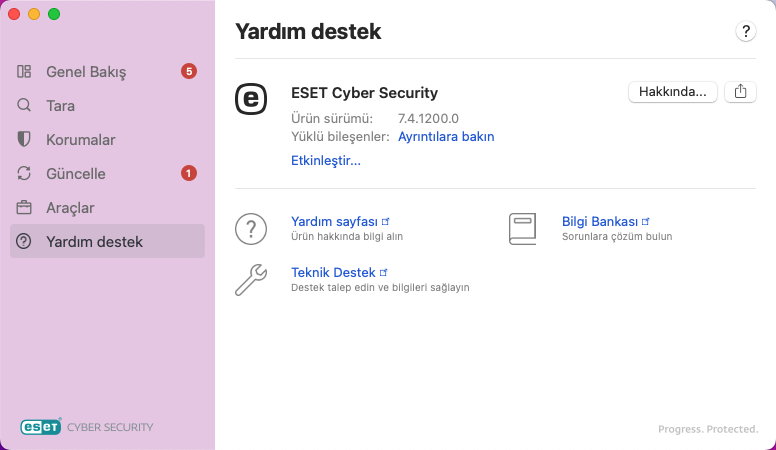 Yardım ve destek bilgileri