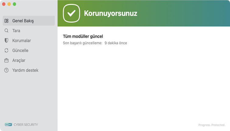 ESET Cyber Security koruma durumu