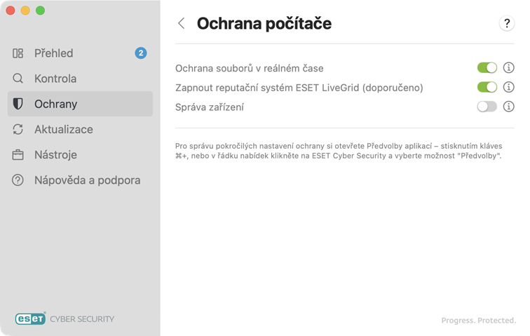 Ochrana zařízení a možnosti aktualizace Ochrana zařízení a možnosti aktualizace