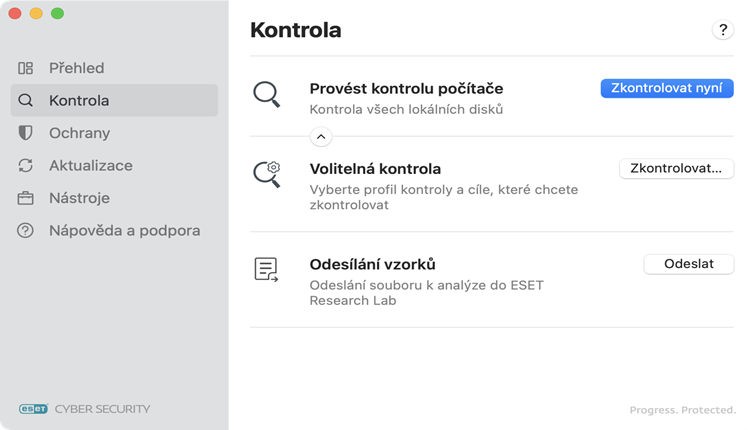 Možnosti kontroly ESET Cyber Security