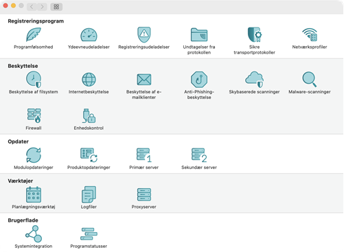 Menuen Programindstillinger