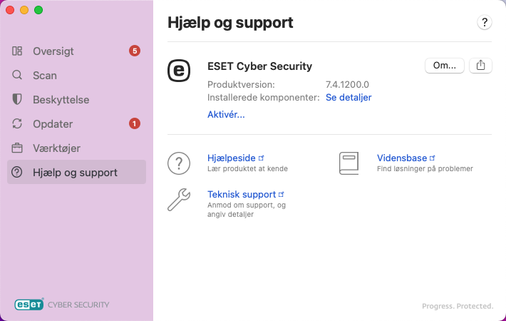 Oplysninger om hjælp og support Oplysninger om hjælp og support