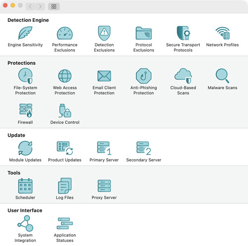 Application preferences menu