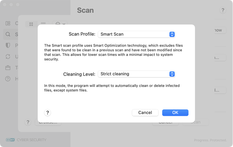 ESET Cyber Security scan profile