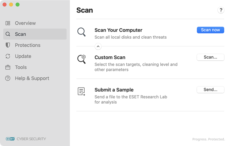 ESET Cyber Security scan options