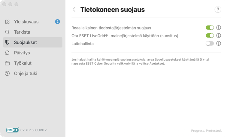 Tietokoneen suojausasetukset Tietokoneen suojausasetukset