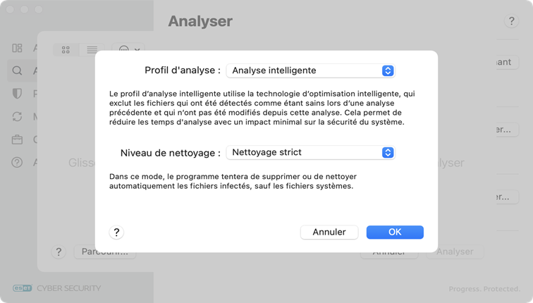 Profil d'analyse ESET Cyber Security