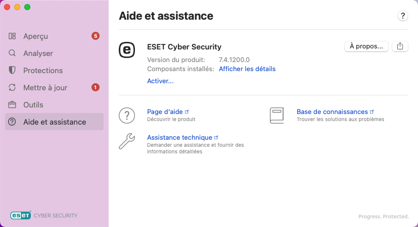 Informations d'aide et d'assistance
