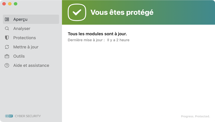 ESET Cyber Security état de la protection