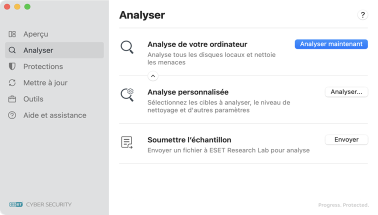 ESET Cyber Security Options d’analyse
