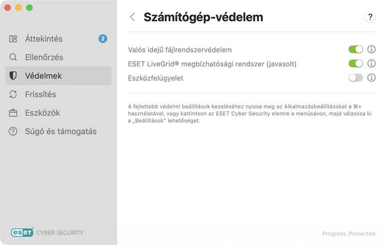 Számítógép-védelmi opciók Számítógép-védelmi opciók