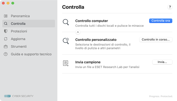 ESET Cyber Security opzioni di controllo