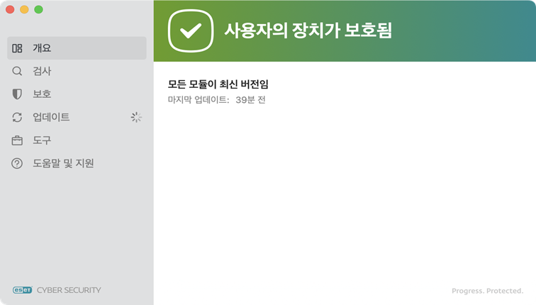 ESET Cyber Security 보호 상태
