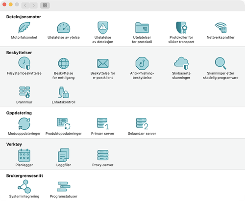 Menyen Programinnstillinger