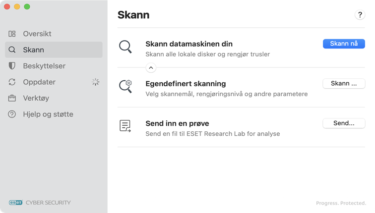 ESET Cyber Security Skannealternativer