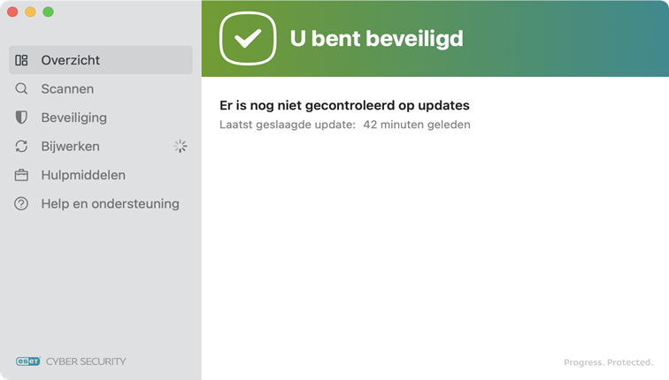 ESET Cyber Security beveiligingsstatus