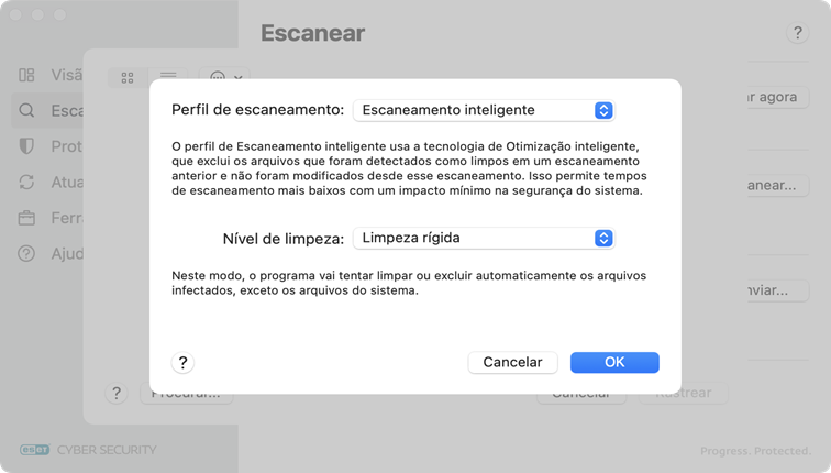 Perfis de escaneamento ESET Cyber Security