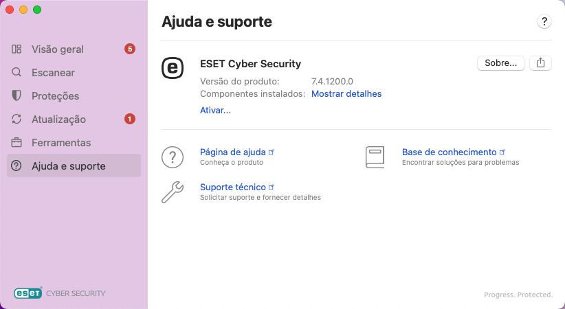 Informações de ajuda e suporte
