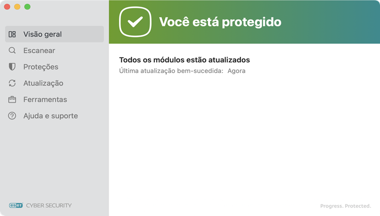 ESET Cyber Security status da proteção