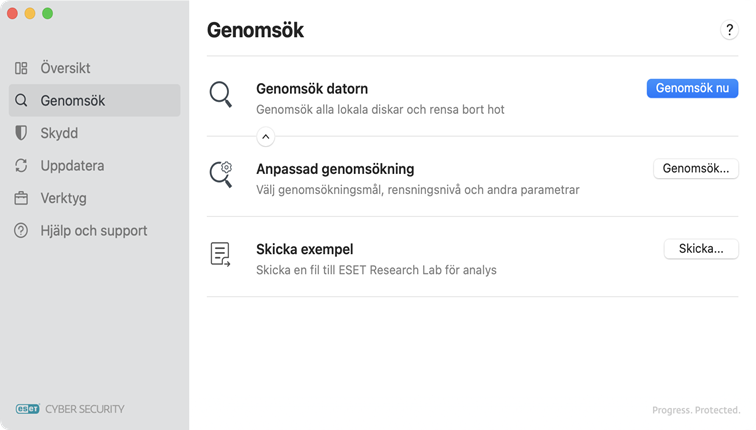 ESET Cyber Security Genomsökningsalternativ