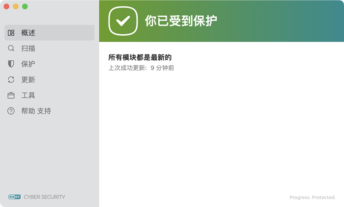 ESET Cyber Security 防护状态 ESET Cyber Security 防护状态
