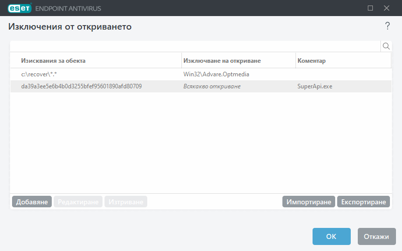 Изключения от откриването Изключения от откриването