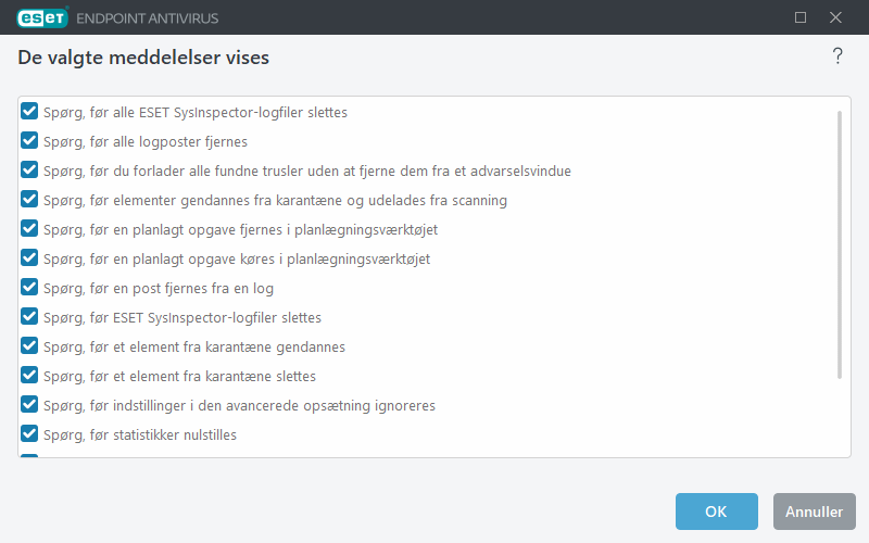 Bekræftelsesmeddelelser Bekræftelsesmeddelelser