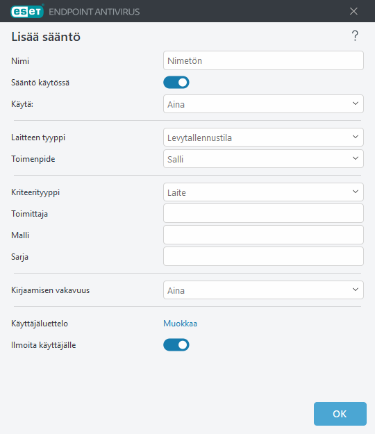 Laitehallinnan sääntöjen lisääminen