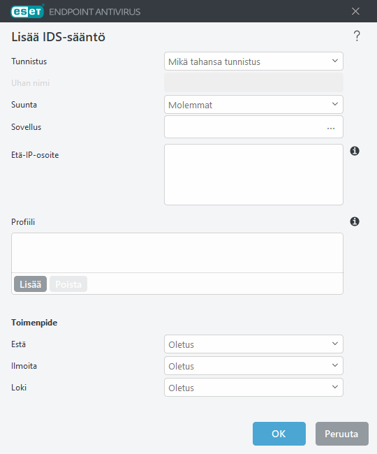 Lisää IDS-sääntö