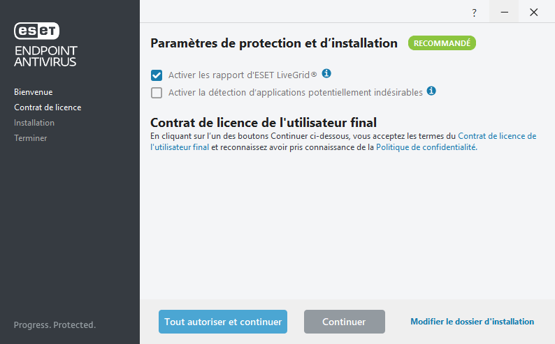 Paramètres et Contrat de licence de l'utilisateur final Paramètres et Contrat de licence de l'utilisateur final