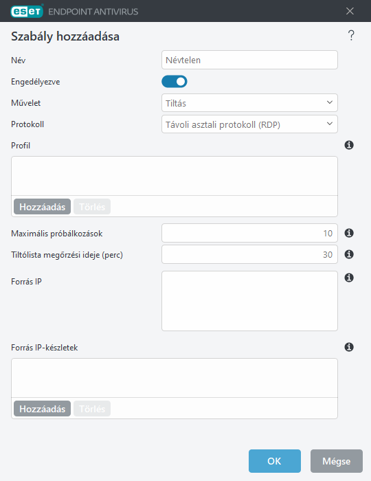 Brute-force támadási szabály hozzáadása Brute-force támadási szabály hozzáadása