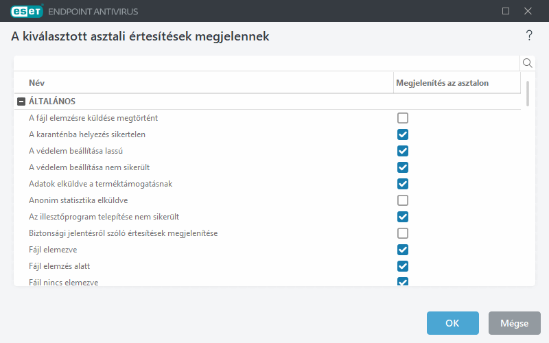 Asztali értesítések