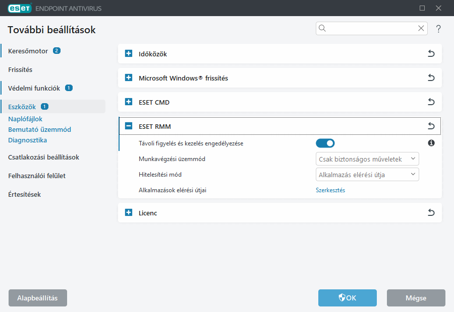 ESET RMM további beállítások ESET RMM további beállítások