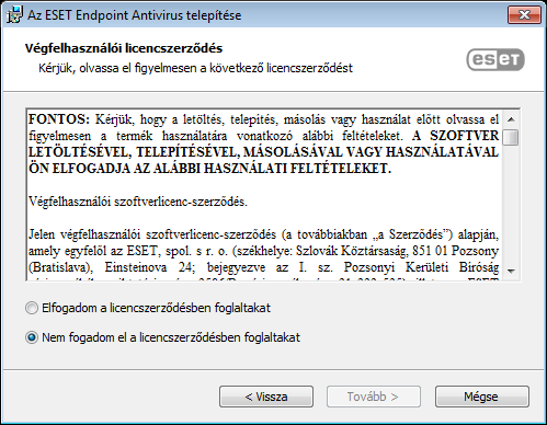 Végfelhasználói licencszerződés Végfelhasználói licencszerződés