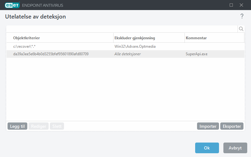 Utelatelse av deteksjon Utelatelse av deteksjon