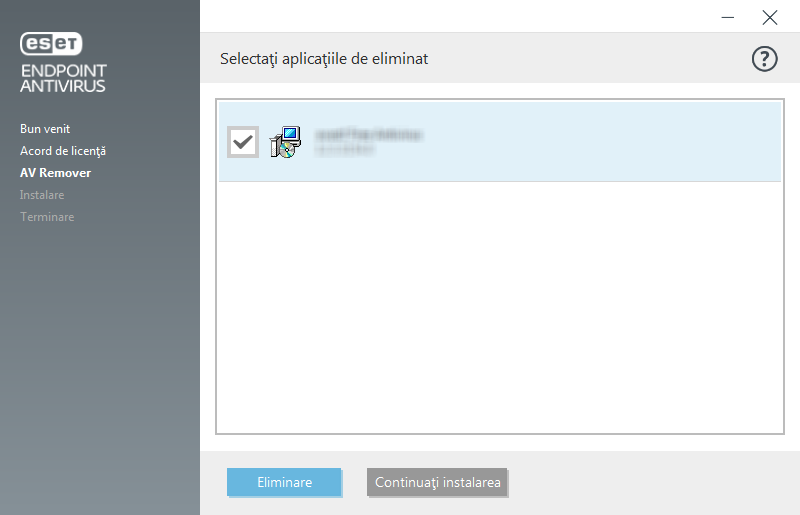 Selectați aplicația de dezinstalat