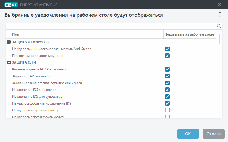 Уведомления на рабочем столе