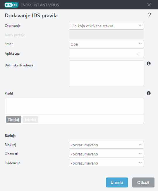 Dodavanje IDS pravila