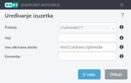 Uredite pretnju izuzetka Uredite pretnju izuzetka
