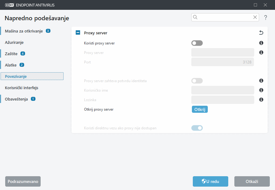 Napredno podešavanje proxy servera